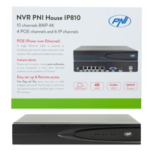 NVR POE PNI House IP810 με 10 κανάλια 4K 8MP