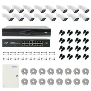 Πακέτο PNI House IP816 NVR με κάμερες 16 PNI IP740 4MP, πηγή, διακόπτη, καλώδια, βύσματα και διαχωριστές