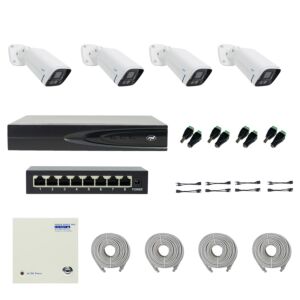 Πακέτο PNI House IP816 NVR με 4 κάμερες PNI IP780 4K, πηγή, διακόπτη, καλώδια, βύσματα και διαχωριστές