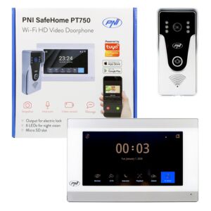 Έξυπνη ενδοεπικοινωνία βίντεο PNI SafeHome PT750 WiFi HD, P2P, εσωτερική οθόνη, αποκλειστική εφαρμογή Tuya Smart, ενσωμάτωση σε