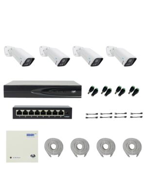 Πακέτο PNI House IP816 NVR με 4 κάμερες PNI IP780 4K, πηγή, διακόπτη, καλώδια, βύσματα και διαχωριστές