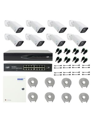 Πακέτο PNI House IP816 NVR με 8 κάμερες PNI IP780 4K, πηγή, διακόπτη, καλώδια, βύσματα και διαχωριστές