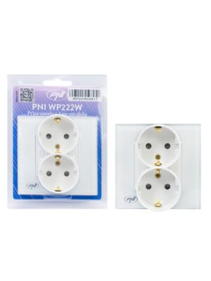 PNI WP222W απλή ενσωματωμένη υποδοχή x2 με λευκό γυάλινο πλαίσιο